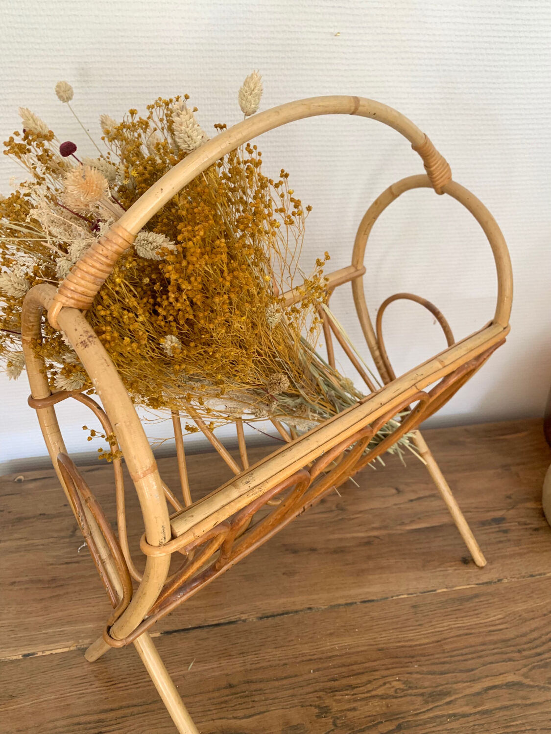 Rattan magazine rack