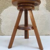 Stool former painter tripod adjustable screw 70s vintage wooden