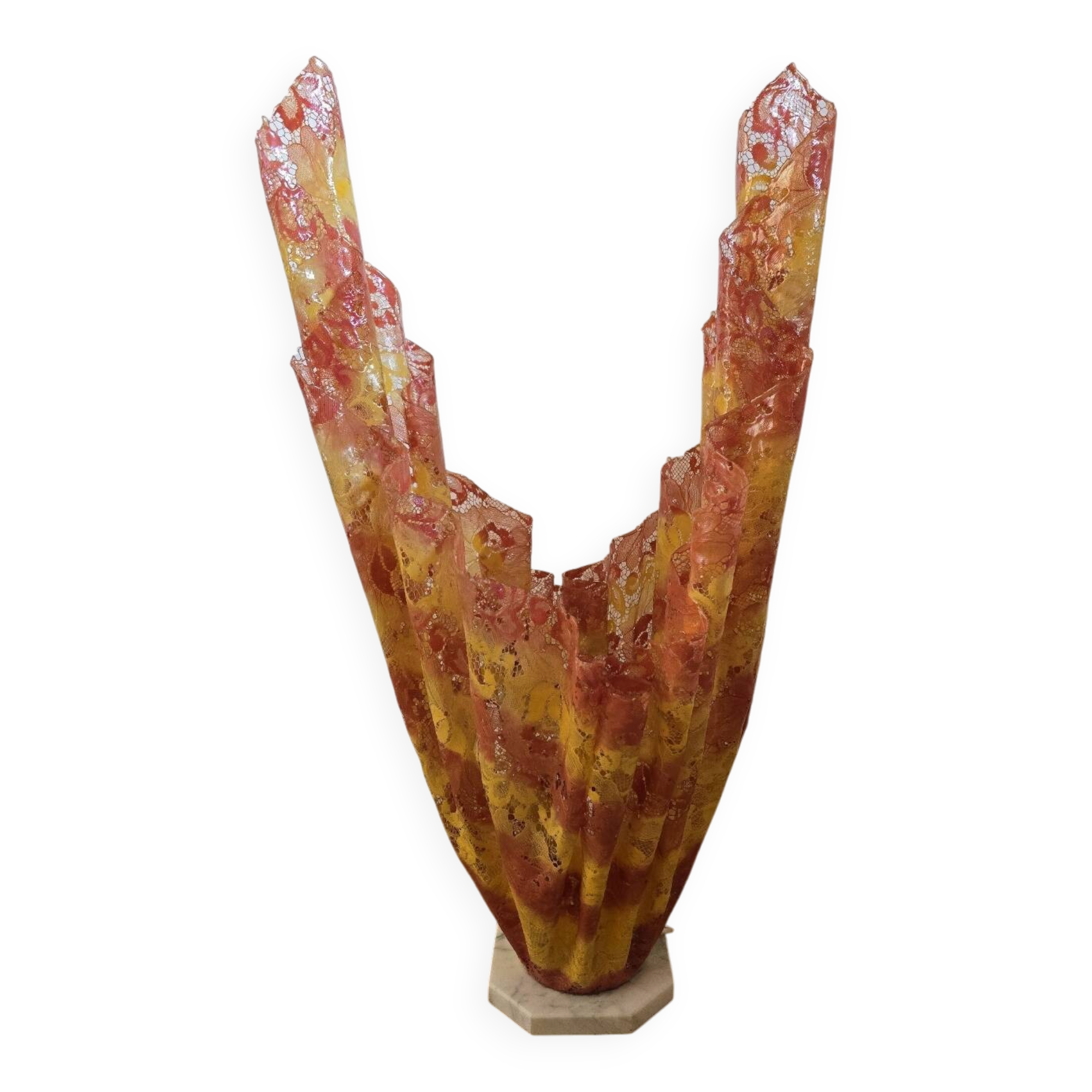 Vintage lamp Marie Stuart "Laces" – Resin & marble – 1970s