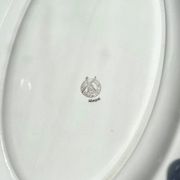 Oval dish Moulin des loups orchis sévigné floral pattern blue gray