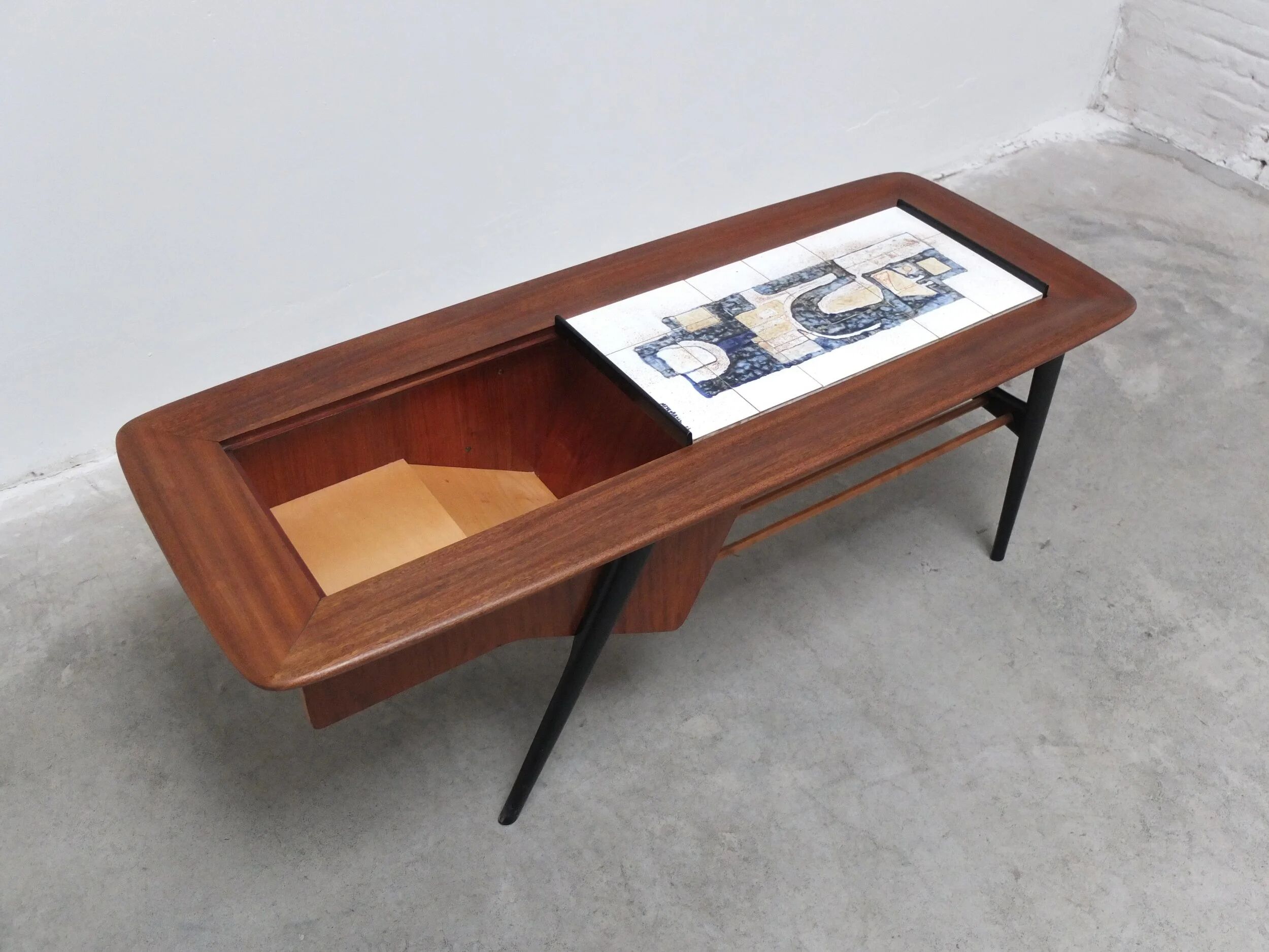 Decorative coffee table with bar by Alfred Hendrickx for Belform, 1950s
