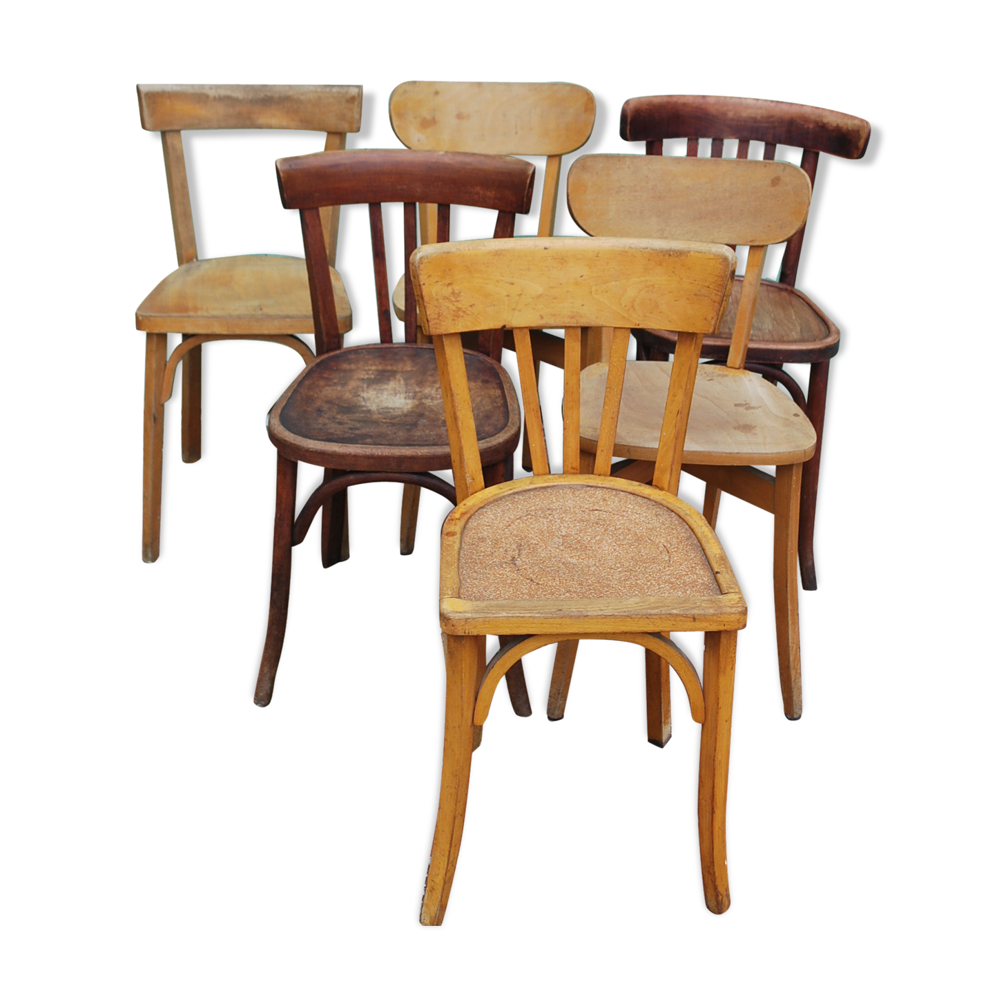 Set de six chaises bistrot déparéillées