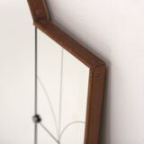 Scandinavian mirror in beech and metal, Sweden, 1960, 115x78cm