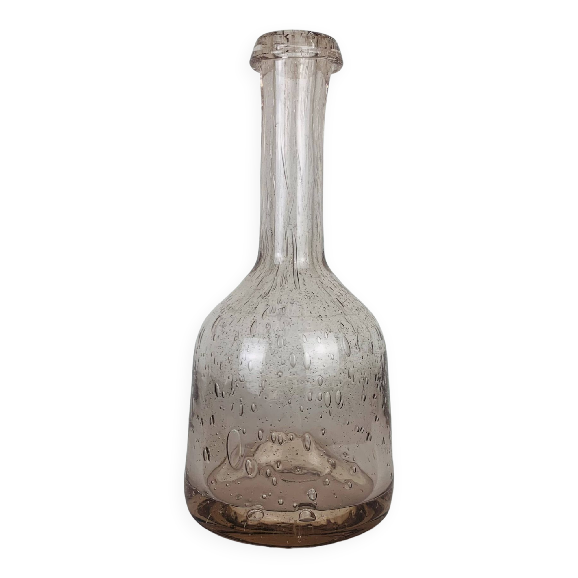 Biot purple bubbled glass bottle vase