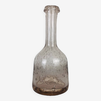 Biot purple bubbled glass bottle vase