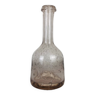 Biot purple bubbled glass bottle vase