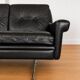 Vintage Danish Svend Skipper 4 person sofa in black leather and chrome