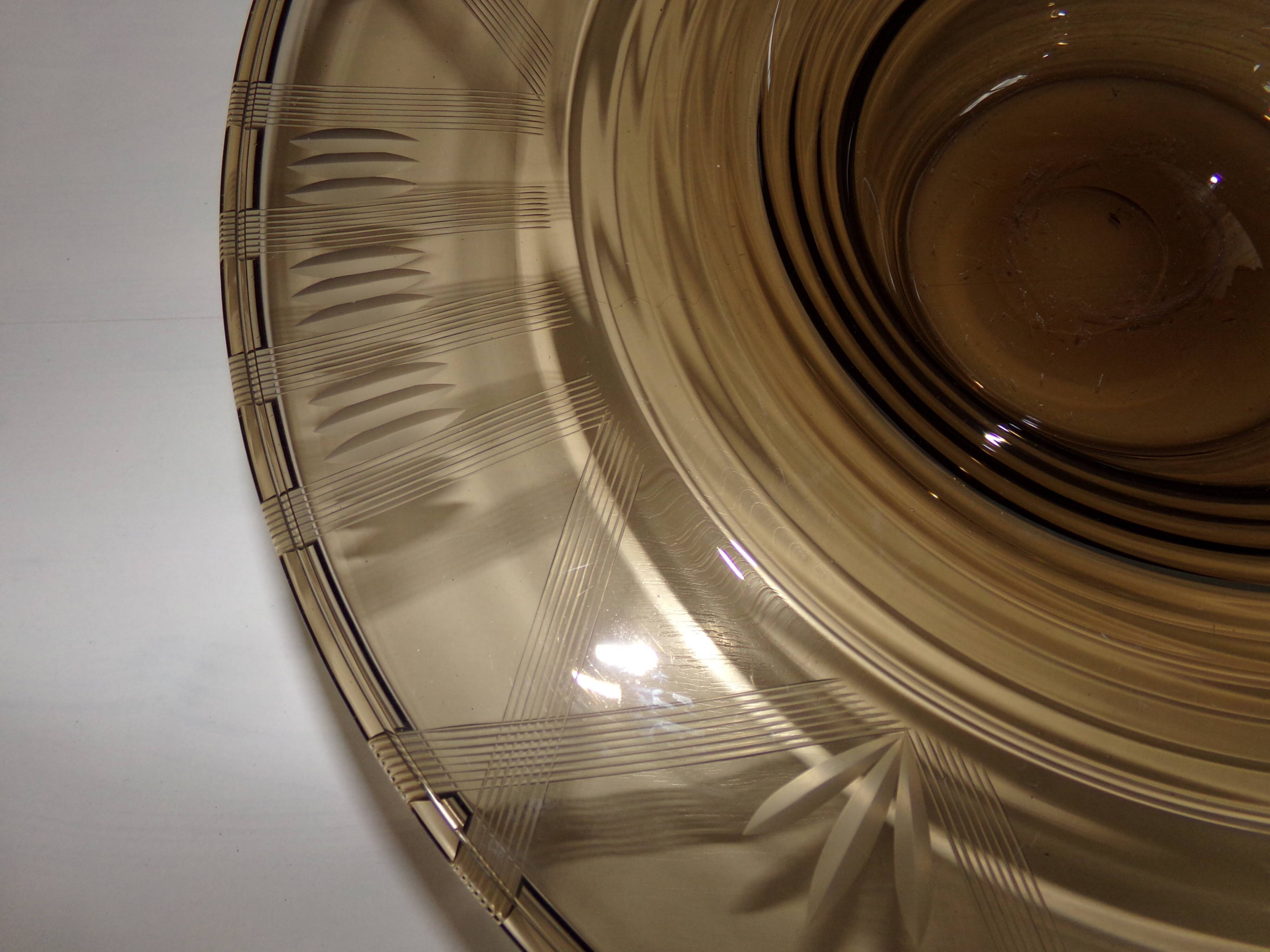 Art deco smoked glass dish or cup