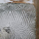 Square ceiling light, thick old glass, vintage