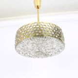 Large pendant light with aged brass glass by Rupert Nikoll, Austria, 1960s.