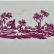 Old oval dish Gien model Paysages roses 1960 1971