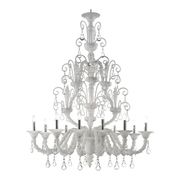 Handcrafted Modern White Ca’ Rezzonico Chandelier With Curled Murano Glass