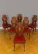 Set of 6 Italian Renaissance style chairs in solid walnut, finely carved.