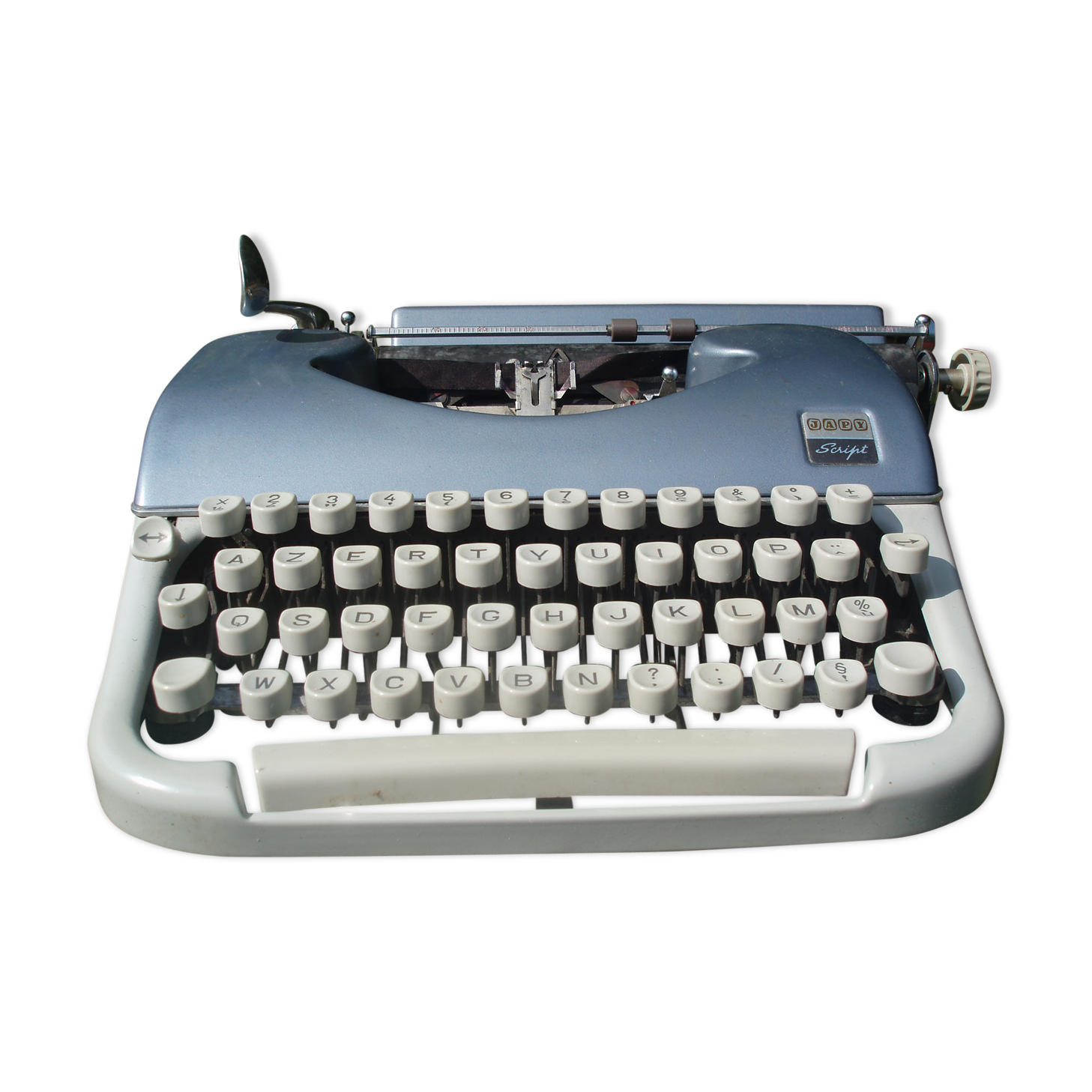 Typewriter blue japy script  with manual and carrying case