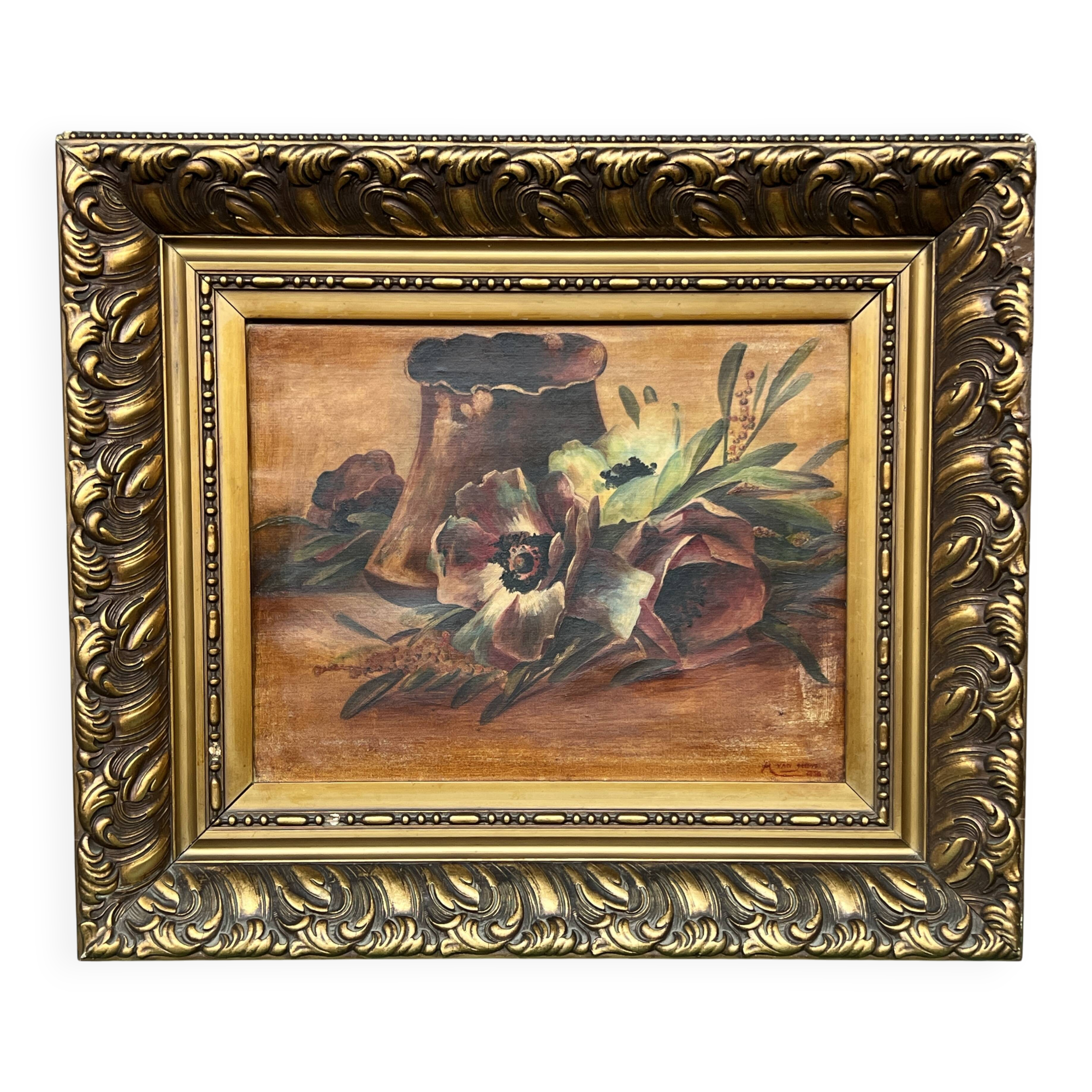 Landscape signed "Poppies". Oil on canvas.