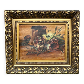 Landscape signed "Poppies". Oil on canvas.