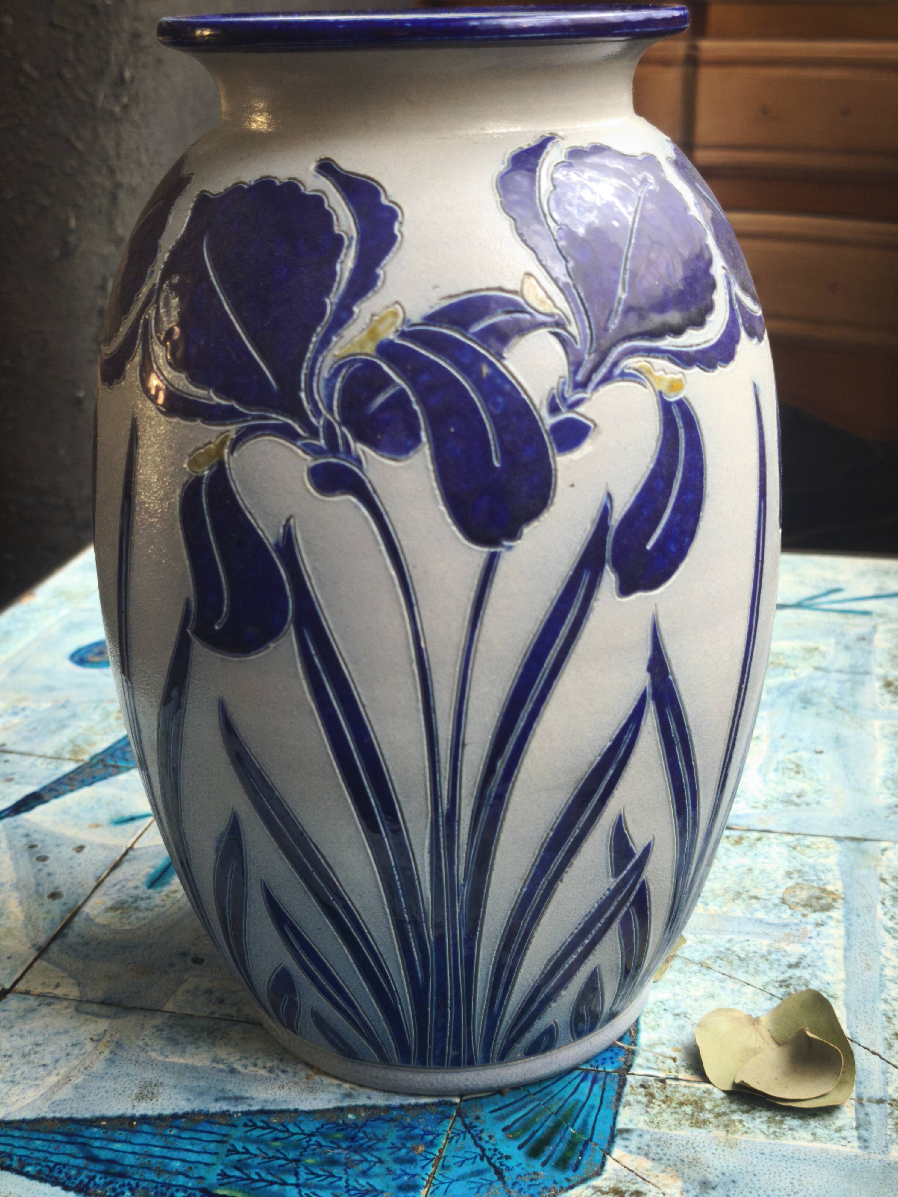 Iris vase, glazed stoneware