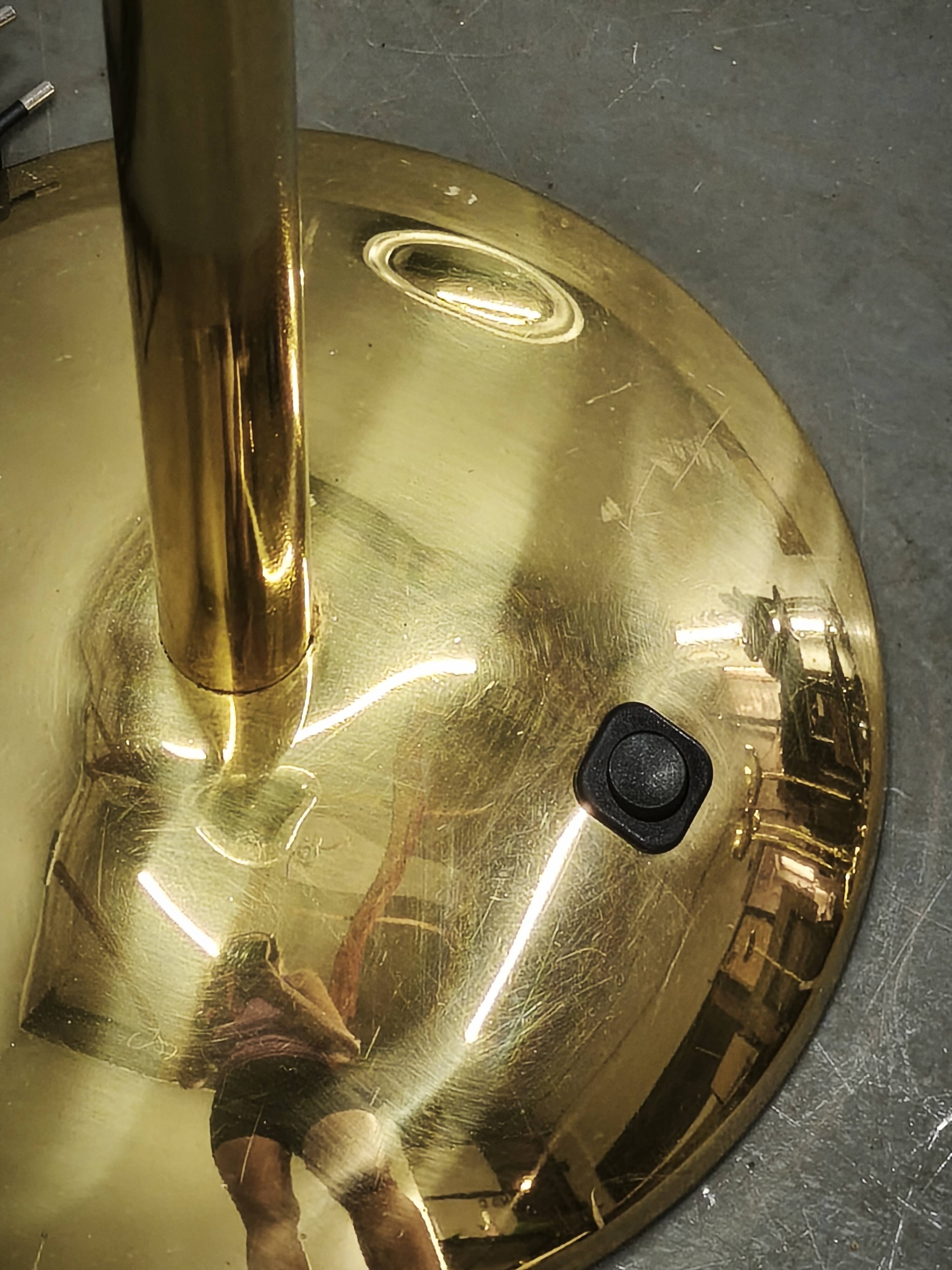 Space Age Bubble Glass and Brass Floor Lamp, Czechoslovakia, 1970s