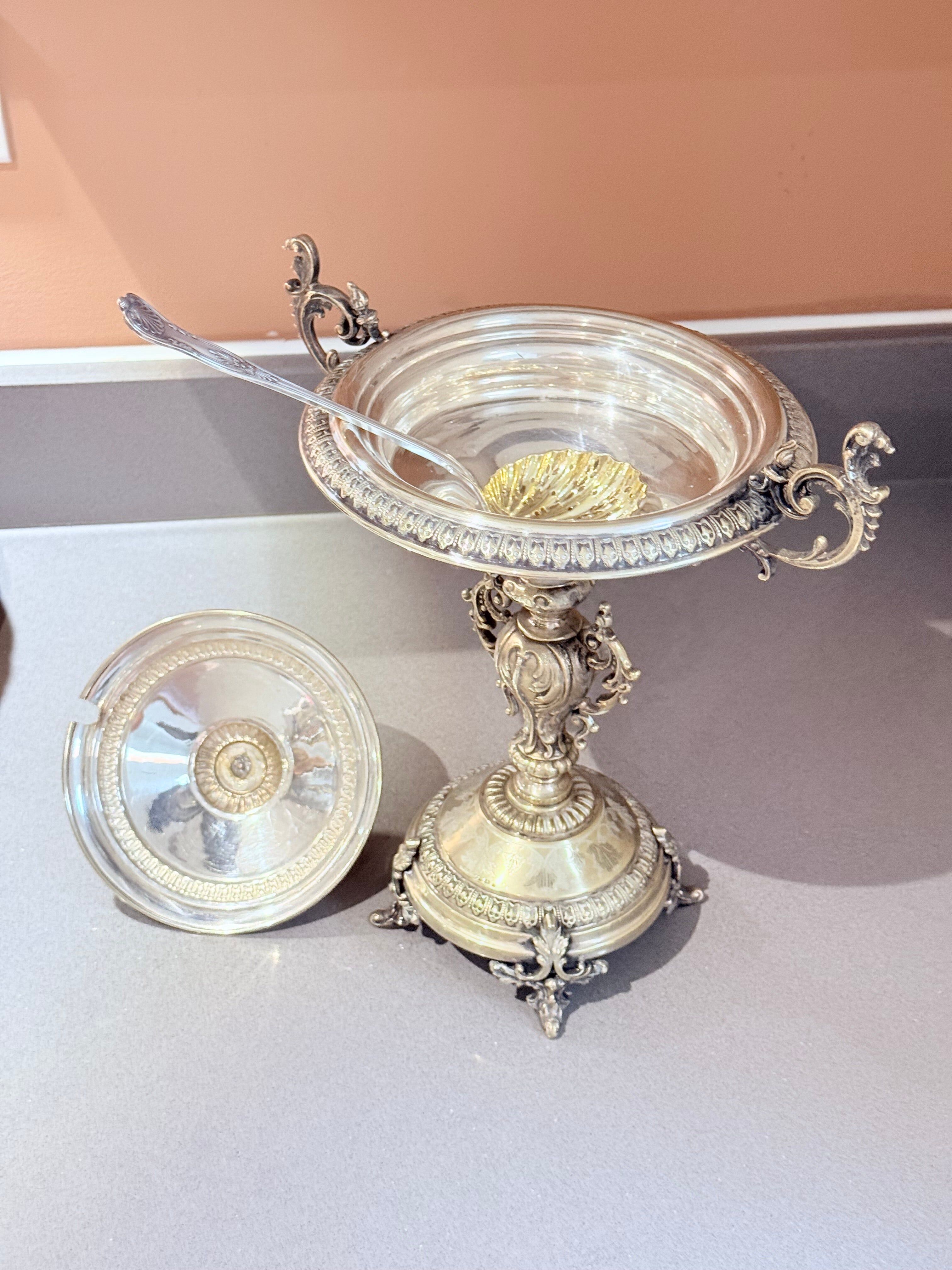 Antique Silver Cup, Swedish Nickel Silver Sugar Sprinkler with Spoon Östberg