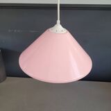 Conical pendant light in pink metal
