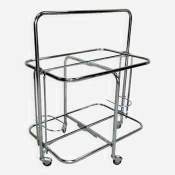 Chrome and glass folding trolley from the 70s