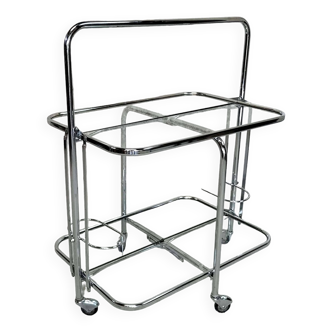 Desserte pliante chrome et verre années 70