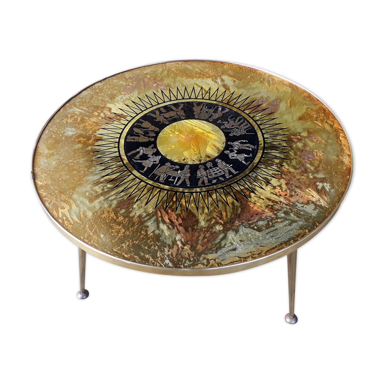 Vintage coffee table compass feet