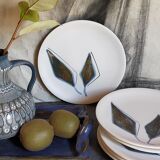 Six ceramic plates with matt enamel 50s