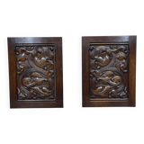 Pair of carved oak panels by Joseph Savina (1901-1983)
