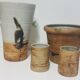 Lot de 4 pièces en céramique Poterie du Colombier décor tachiste