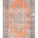 6x9 Orange & Blue Turkish Vintage Rug, 174x279Cm