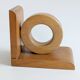 Vintage wooden bookends in Bauhaus mid-century minimalist style.