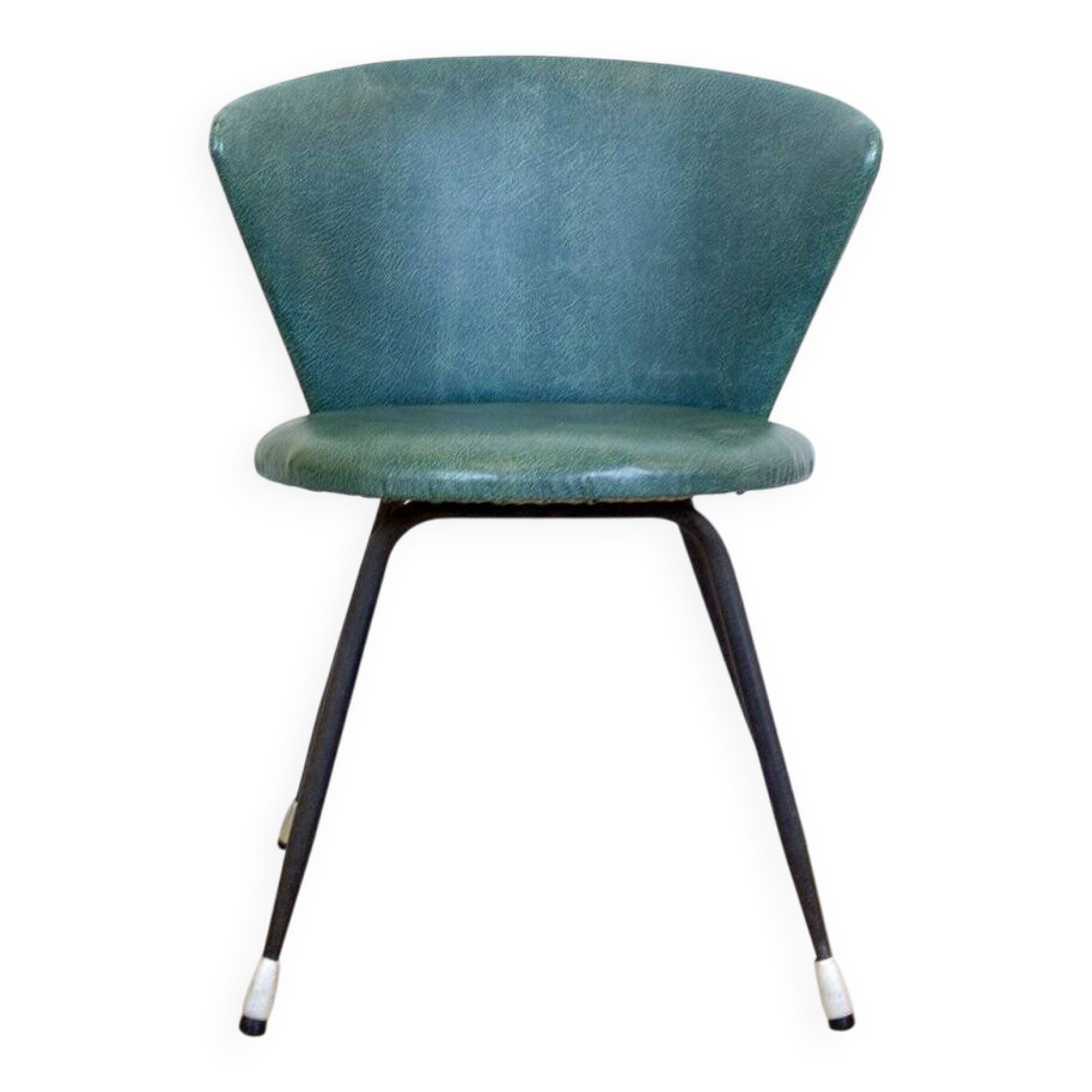 Set of Spanish Iron and Green Skai Club Chairs, 1960s