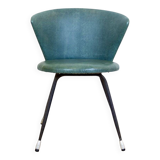 Ensemble de fauteuils club espagnols en fer et skaï vert, années 1960