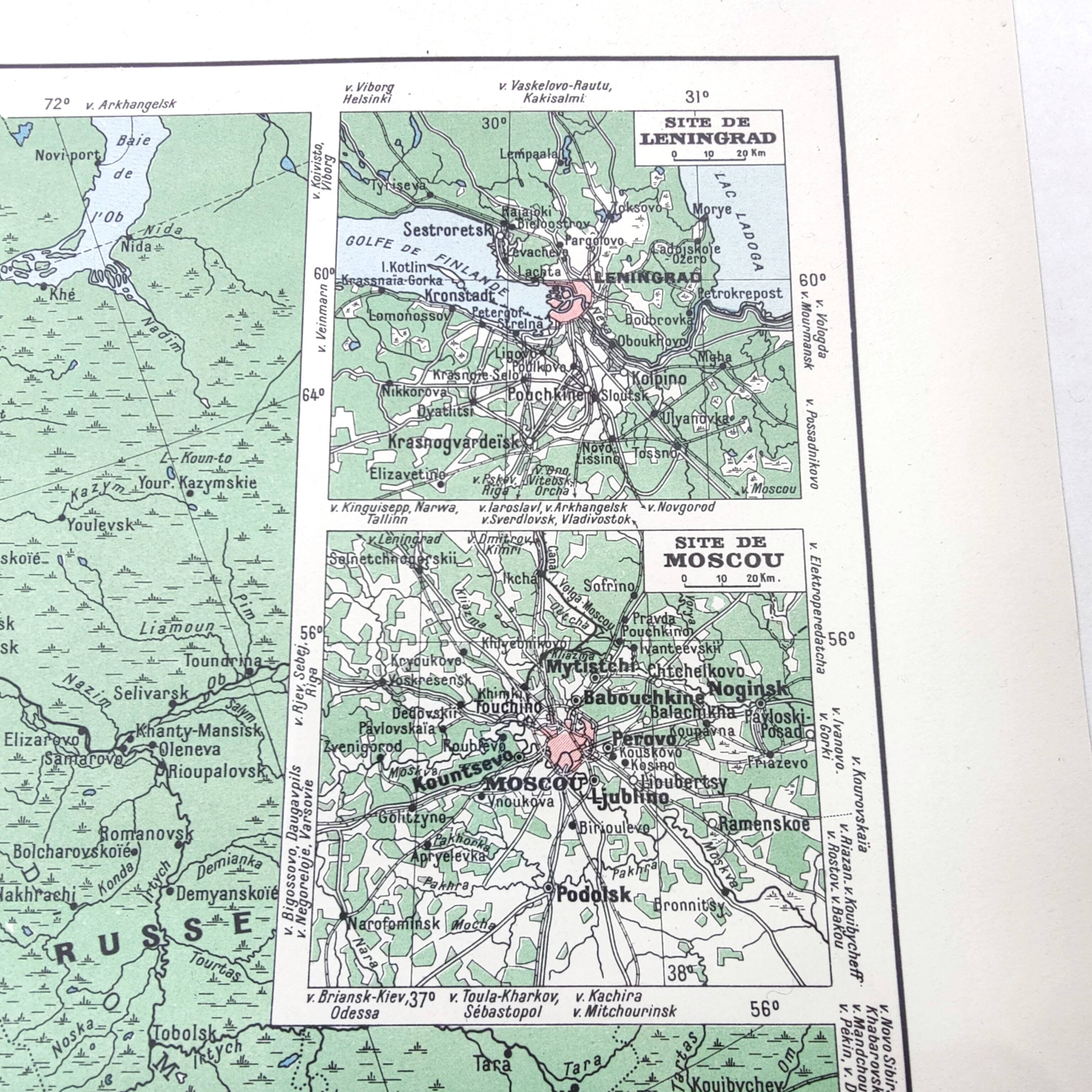 Vintage USSR and Finland map 43x43cm from 1950