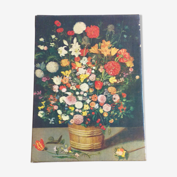 Impression sur toile bouquet de fleurs au colimaçon 1964 braun et cie