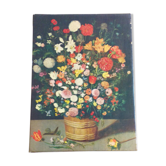 Impression sur toile bouquet de fleurs au colimaçon 1964 braun et cie