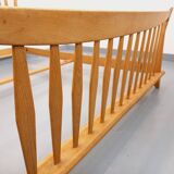 Lit double vintage français Guillerme et Chambron en chêne massif années 60