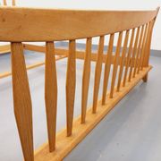 Double vintage French bed by Guillerme et Chambron in solid oak from the 1960s.