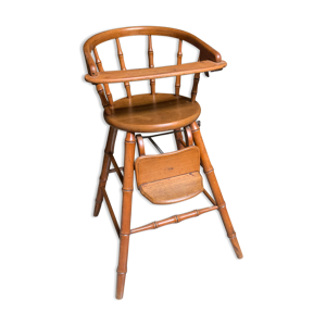 chaise haute enfant bois et bambou années 1920