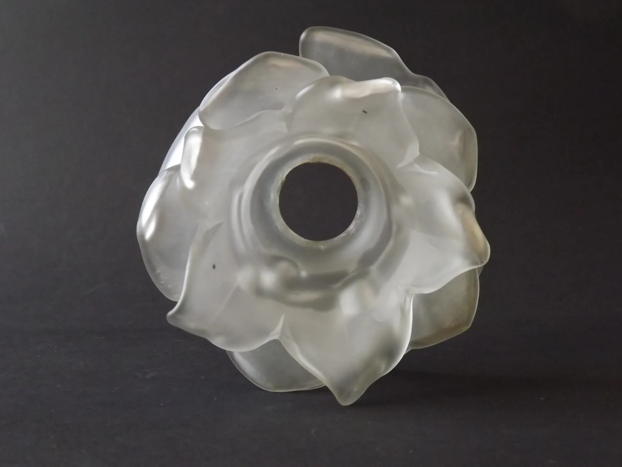 Vintage Art Deco Frosted Satin Glass Rose Flower Lamp Shade