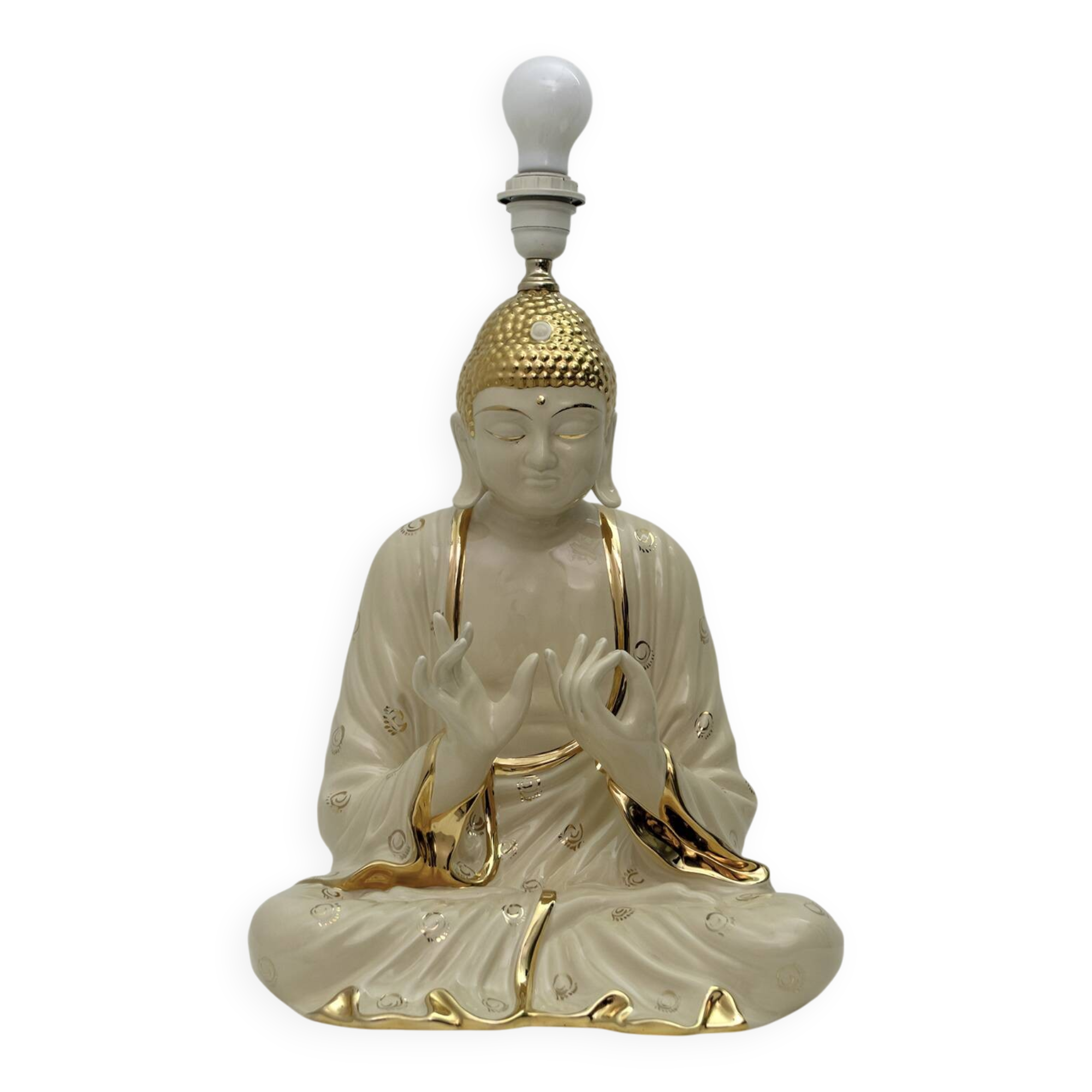 Mid-Century Modern Italian Porcelain Buddha Table Lamp by Zanotto, 1970s