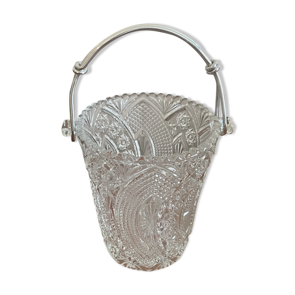 Seau à glaçons en verre taillé