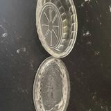 Oval molded glass butter dish