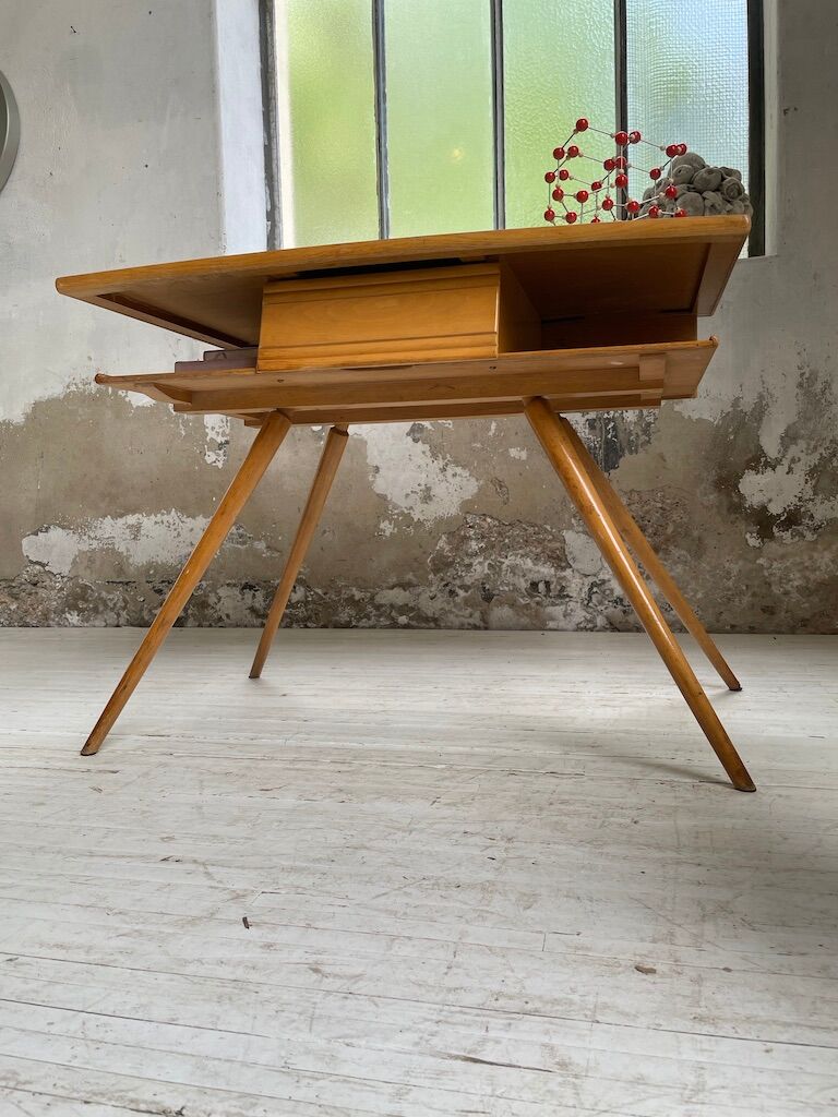 Vintage oak compass desk