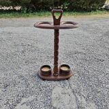 Support two vintage solid wood umbrellas
