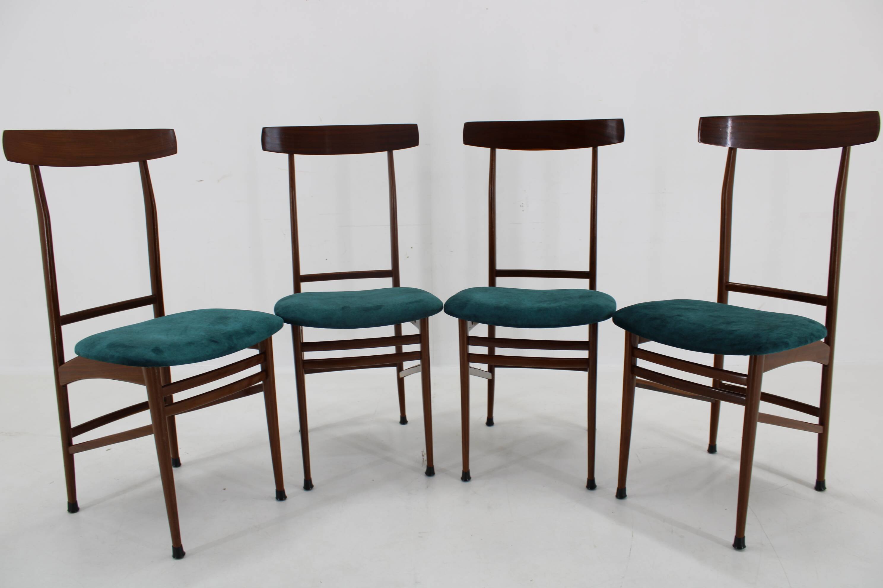 1960s Set Of Four Mahogany Dining Chairs, Italy