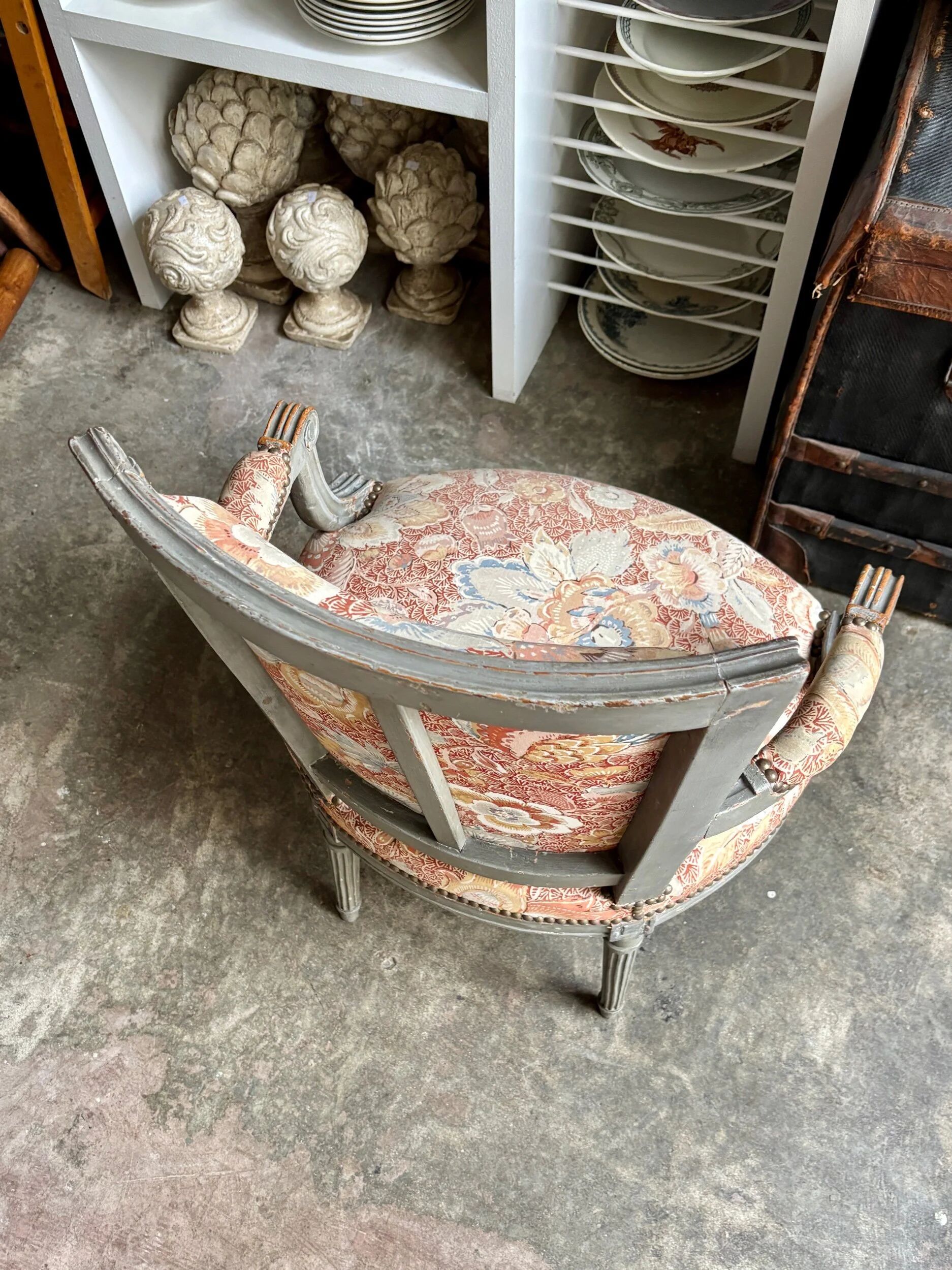 Fauteuil d'époque Louis XVI, tissus indienne n°2