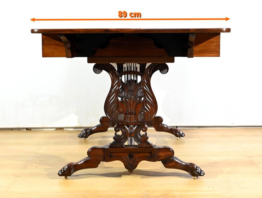 Desk Table with Shutters in Solid Rosewood, Restoration Period – Early 19th Century