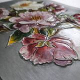 Floral relief panel in genuine tin